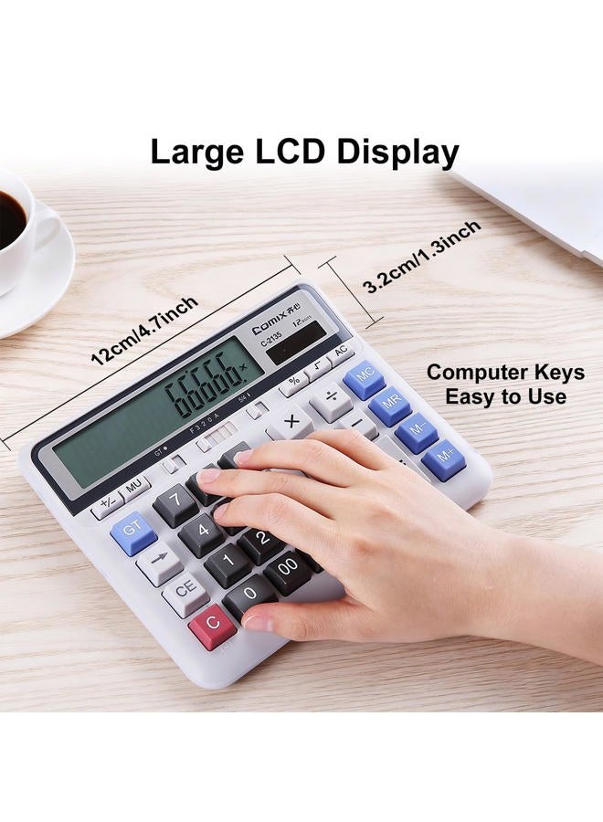 COMIX Desktop Calculator Solar Battery Dual Power with 12-Digit Large LCD Display and Large Computer Keys Office Calculator for Home Office School - Image 5