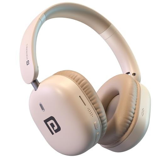 Portronics Muffs M6 Over Ear Wireless Bluetooth Headphone with Upto 40 Hours Playtime, Dual Pairing, 40mm Driver, HD Mic, Bluetooth 5.4V, Foldable Design, Type C Fast Charging (Biege) - Image 1