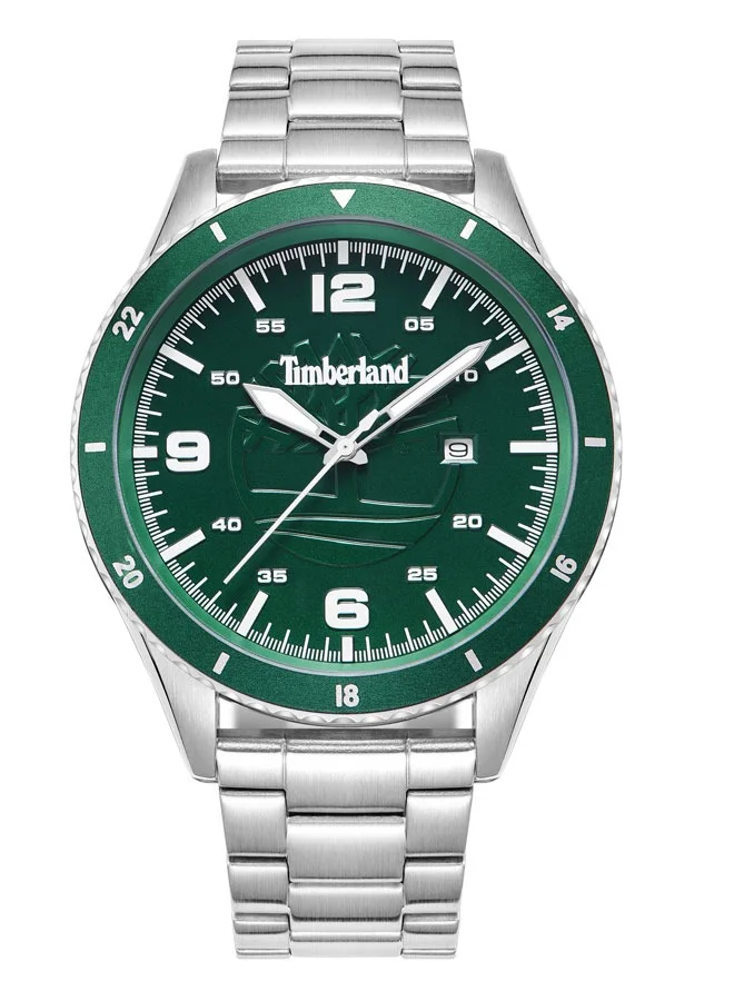 Timberland Green Dial Silver Stainless Steel Strap Ashmont Analog Watch for Men 46mm