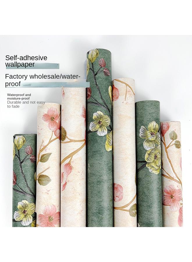 Bluejw Wallpaper Self-adhesive Bedroom Waterproof American Country Green Bedroom Living Room Emerald Background Wall Wallpaper Wood Grain Sticker - Image 3