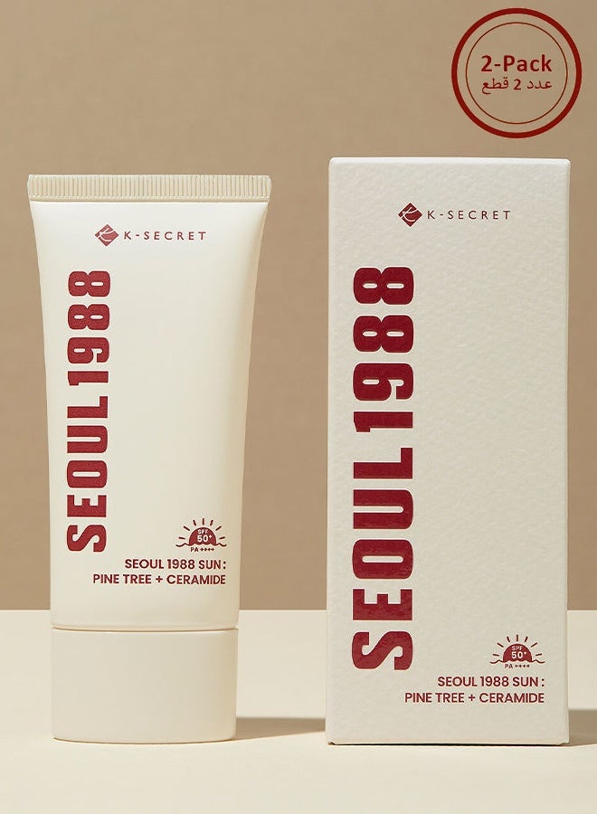 كي-سيكريت [عبوتان] واقي شمس ك-سيكريت 1988 – صنوبر + سيراميد – حماية خفيفة من الشمس للبشرة الحساسة – 50 مل × 2 - Image 1
