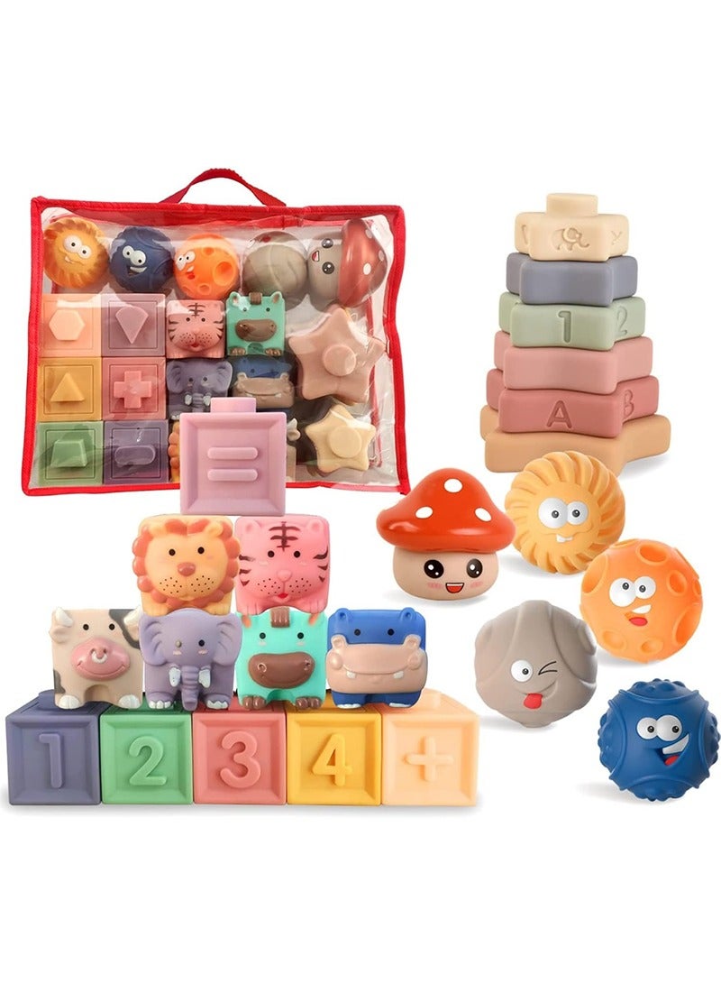 يواوليتي ألعاب أطفال من 6 إلى 12 شهرًا، ألعاب مونتيسوري للأطفال بعمر سنة واحدة، مكعبات بناء للأطفال الصغار من 1 إلى 3 سنوات، ألعاب ناعمة للأطفال الرضع من 0 إلى 6 أشهر، كرة حسية للأطفال من 0 إلى 3 إلى 6 إلى 9 إلى 12 شهرًا - Image 1