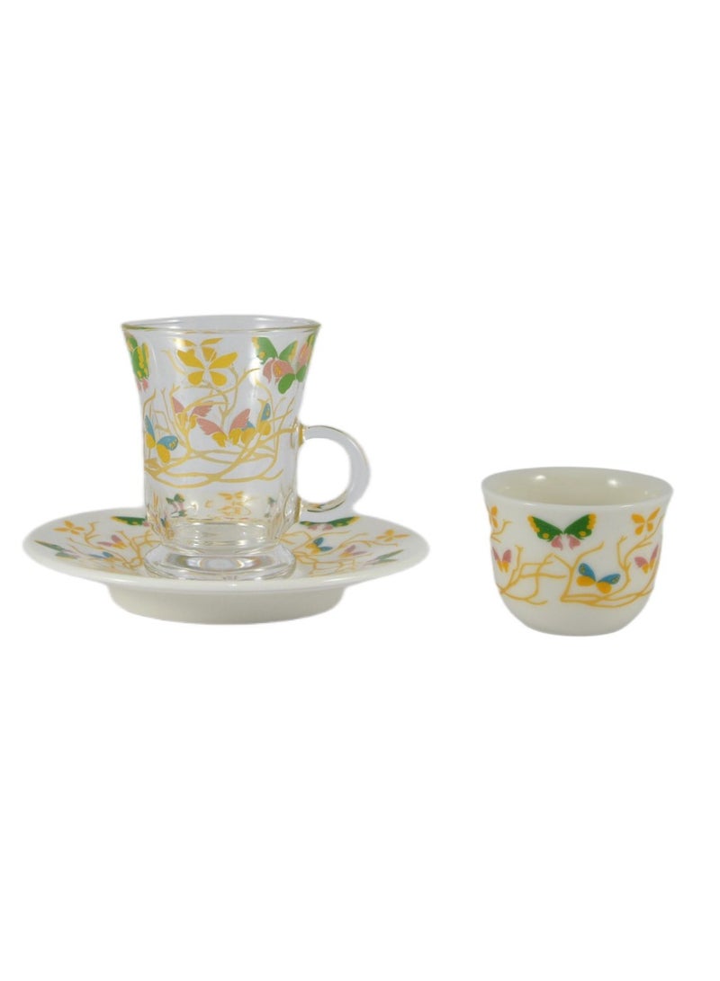 Home Maker 20-Piece Tea Set – Porcelain Coffee Cups & Saucers, Glass Tea Cups – Elegant Design for Home & Guests - Image 3