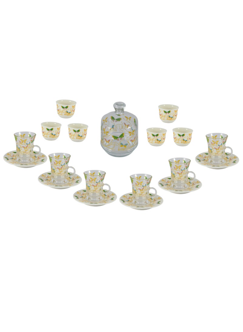 Home Maker 20-Piece Tea Set – Porcelain Coffee Cups & Saucers, Glass Tea Cups – Elegant Design for Home & Guests - Image 2