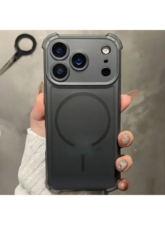 غلاف هاتف مغناطيسي غير لامع لـ iPhone 17 Pro - غطاء أسود من TPU الناعم مع شحن لاسلكي - Image 5
