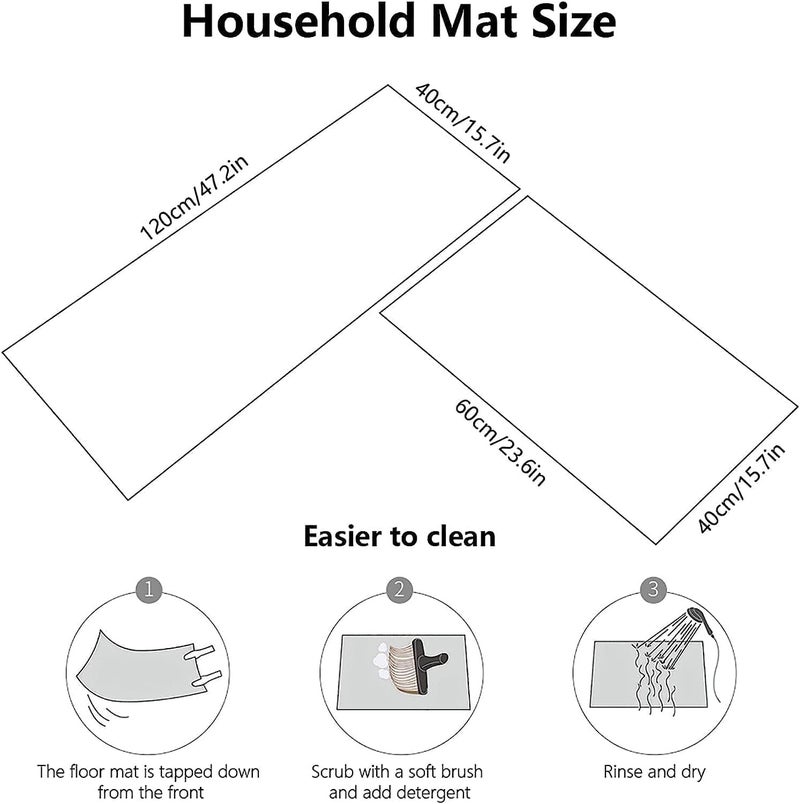 Mattitude Rubber Kitchen Mats for Floor Set of 2 Pcs | Non-Skid, Soft Absorbent Rectangular Rugs for Kitchen, Laundry, and Hallway | 120X40Cm, 40X60Cm| 4Mm Thickness (Cream and Black) - Image 4