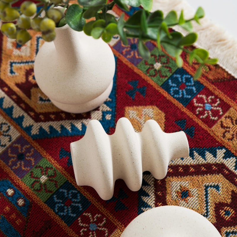 Tenforie Small White Ceramic Vases Set of 5, Mini Decorative Boho Vases for Flower, Wedding & Home Decor - Image 4