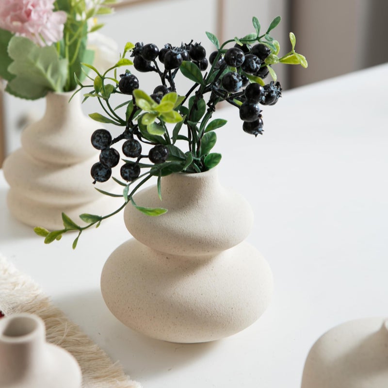 Tenforie Small White Ceramic Vases Set of 5, Mini Decorative Boho Vases for Flower, Wedding & Home Decor - Image 5