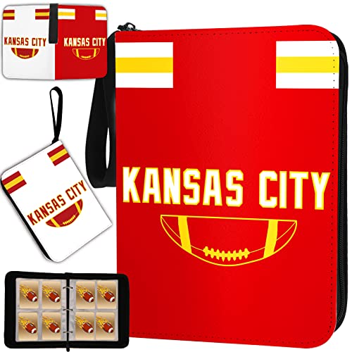 KivolFun Football Card Binder with Sleeves 400 Pocket, Kansas City Football Card Holder for Trading Cards Sports Card 3 Ring Binder Folder Football Collector Album Storage Book Case Kids Boys Girls Gift - Image 1