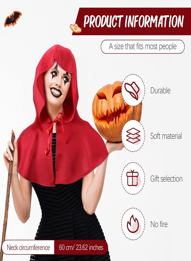 Boyiee Halloween Medieval Cowl Hood Cowl Costume Grim Cap Cloak Plague Doctor Hat Pagan Cosplay Accessory(Red) - Image 2