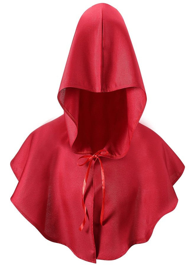 Boyiee Halloween Medieval Cowl Hood Cowl Costume Grim Cap Cloak Plague Doctor Hat Pagan Cosplay Accessory(Red) - Image 1