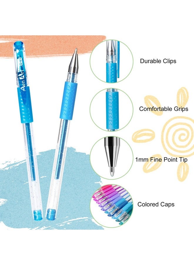 آين أرت أقلام جل لامعة مع حافظة لكتب التلوين للكبار، مجموعة من 100 قلم جل لامع 30% حبر أكثر، قلم جل لامع نيون للتدوين والرسم - Image 2