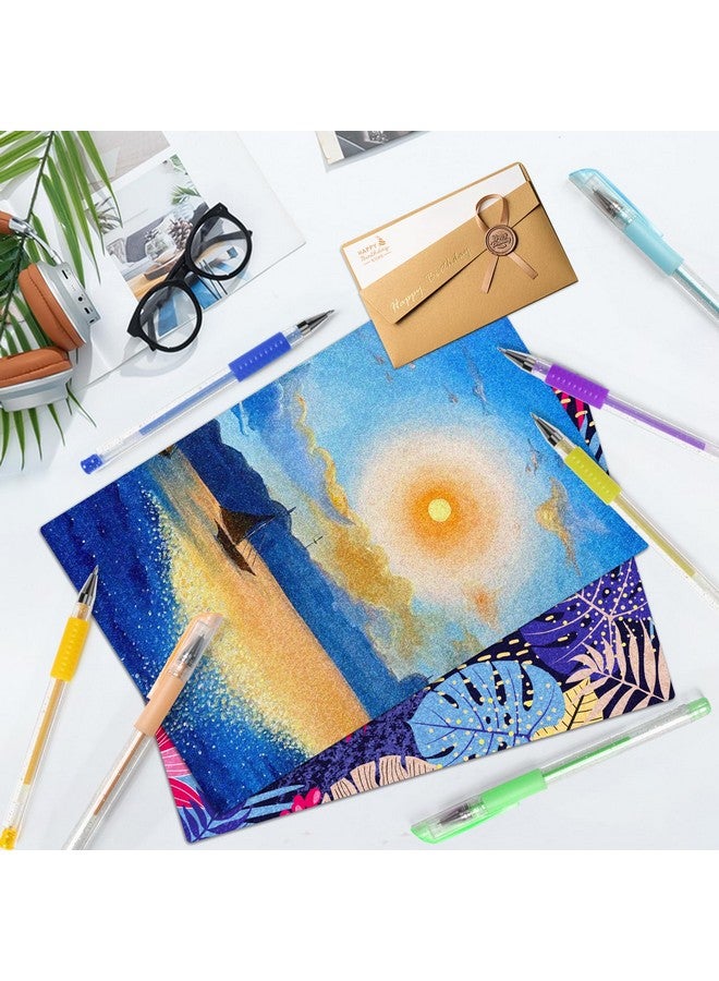 آين أرت أقلام جل لامعة مع حافظة لكتب التلوين للكبار، مجموعة من 100 قلم جل لامع 30% حبر أكثر، قلم جل لامع نيون للتدوين والرسم - Image 4
