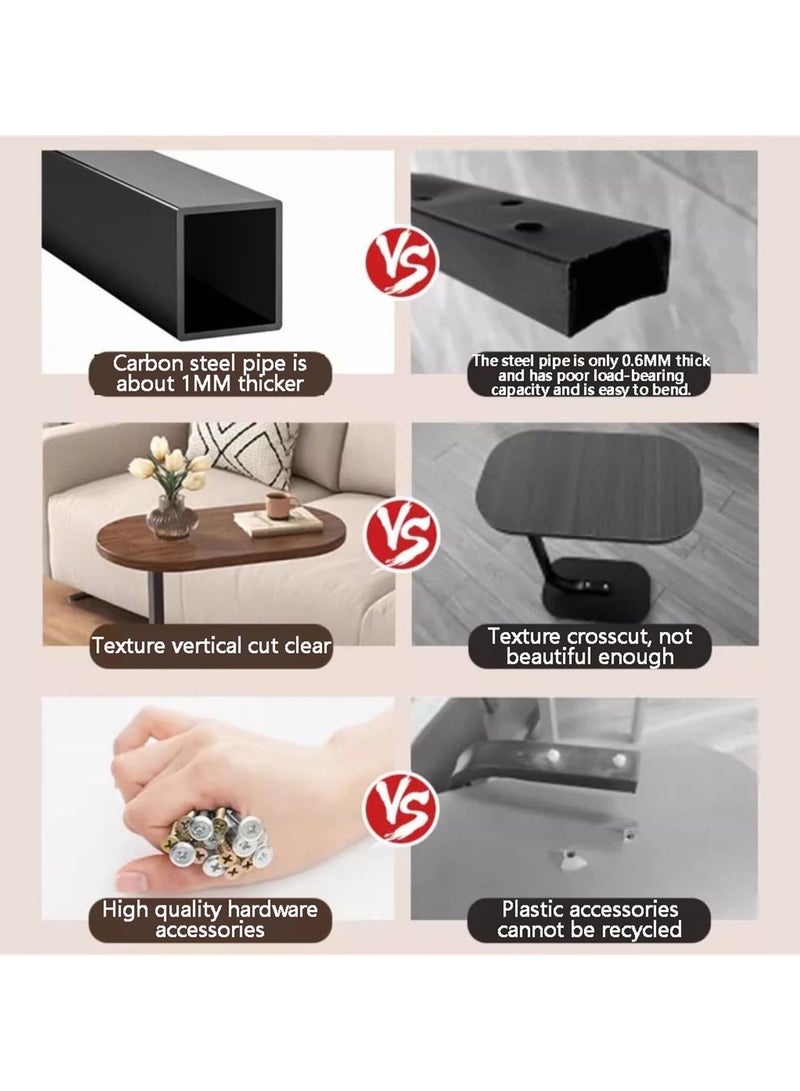 XiuWoo 30 * 45 * 65cm Living Room Side Table, C-Shaped Side Table, Coffee Table,Multifunctional Sofa End Table, Moveable Mini Desk Coffee Table with  Pulley, Space Saving,Black - Image 4