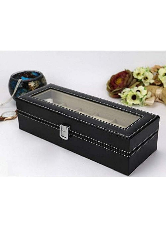 Styleys Styleys Wrist Watch Organizer Case Kit Set of 6 Pcs Box (6-Slot Black)  - Image 3