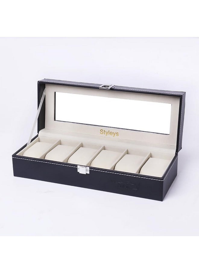 Styleys Styleys Wrist Watch Organizer Case Kit Set of 6 Pcs Box (6-Slot Black)  - Image 1