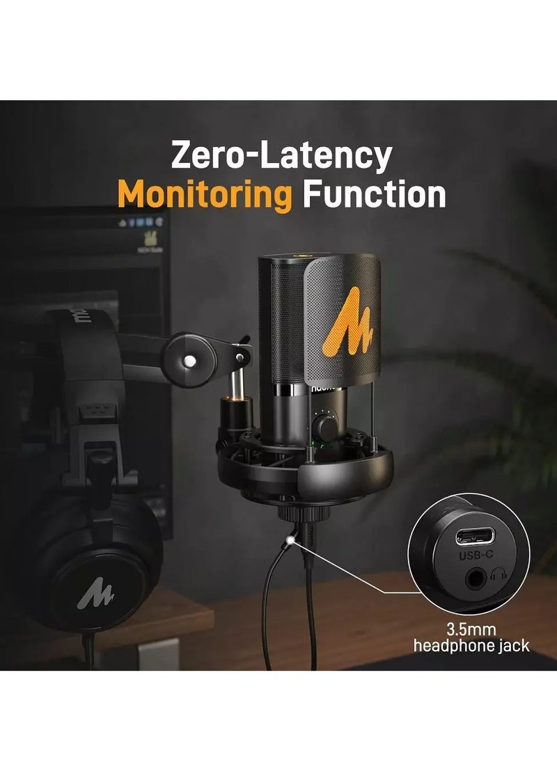 Maono - PM450 USB Condenser Microphone-Studio Mic with Shock Mount, Boom Arm, Software, Mute, Gain Knob, Volume Control for Streaming, Recording, Singing, Podcasting, Content Creation, Audiobooks - Image 1