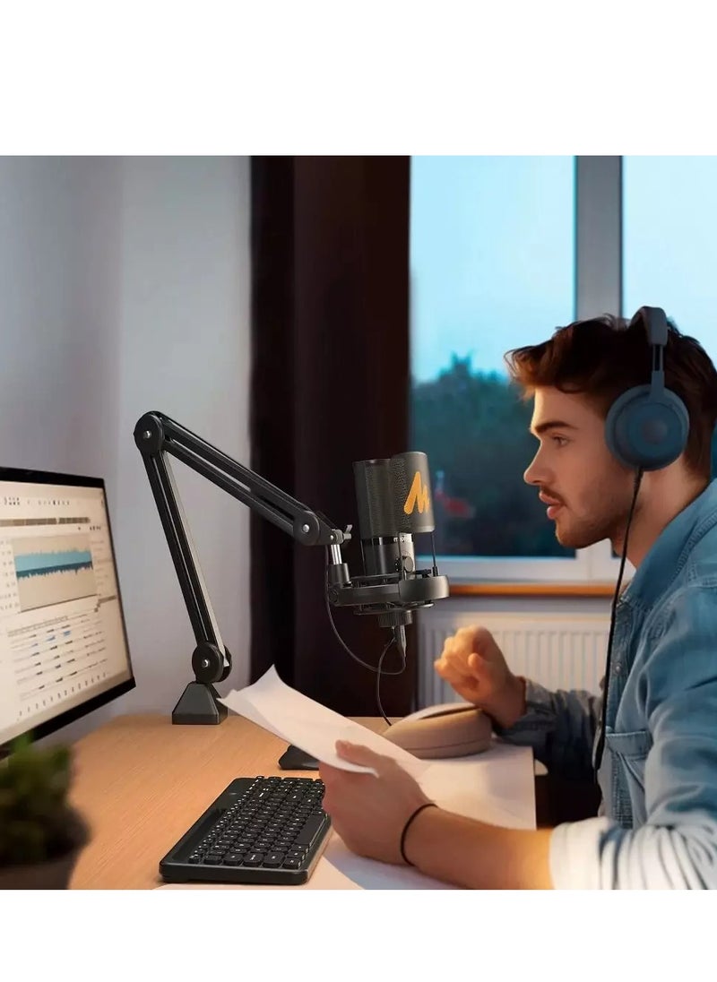 Maono - PM450 USB Condenser Microphone-Studio Mic with Shock Mount, Boom Arm, Software, Mute, Gain Knob, Volume Control for Streaming, Recording, Singing, Podcasting, Content Creation, Audiobooks - Image 1