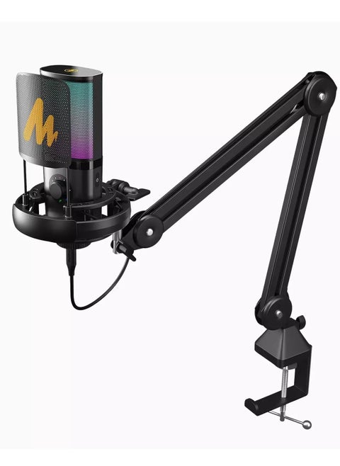 PM450 USB Condenser Microphone-Studio Mic with Shock Mount, Boom Arm, Software, Mute, Gain Knob, Volume Control for Streaming, Recording, Singing, Podcasting, Content Creation, Audiobooks