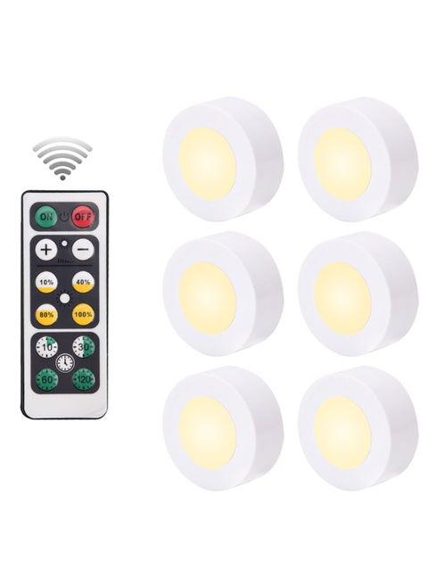 6 قطع LED ضوء ليلي يعمل بالبطارية اللاسلكية مستشعر خزانة مع جهاز تحكم عن بعد لسلالم الممرات وغرف النوم