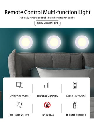 6 Piece LED Night Light Cordless Battery Powered Sensor Cabinet Light with Remote Control For Hallways Stairs and Bedrooms - view 2