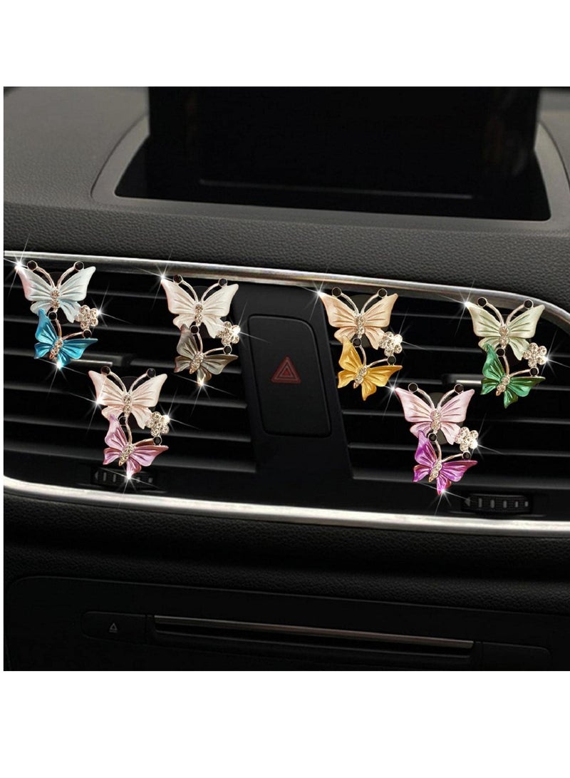 Zikra Creative Dual Butterfly Car Perfume Clip Car Air Fresheners Vent Clips Women Cute Rhinestone Butterfly Vent Trim Sparkly Car Aroma Diffuser Stone Decoration Accessories, Gray - Image 5