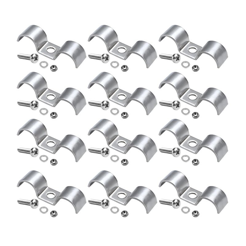 HZEL 12PCS Car Stainless Steel Double Line Clamp Auto Fuel Lines Clips with Mounting Screws for Brake Fuel Lines Tubes Vehicle Interior Accessories Universal for RV SUV Truck - Image 3