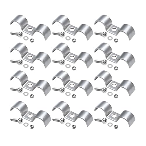 HZEL 12PCS Car Stainless Steel Double Line Clamp Auto Fuel Lines Clips with Mounting Screws for Brake Fuel Lines Tubes Vehicle Interior Accessories Universal for RV SUV Truck - Image 1
