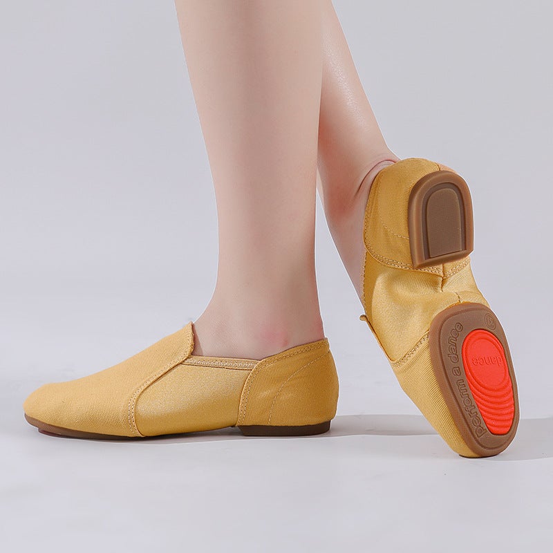 Dance shoes with heel adult women''s soft bottom lace-free canvas camel indoor and outdoor classical practice shoes teacher shoes high heel - Image 3