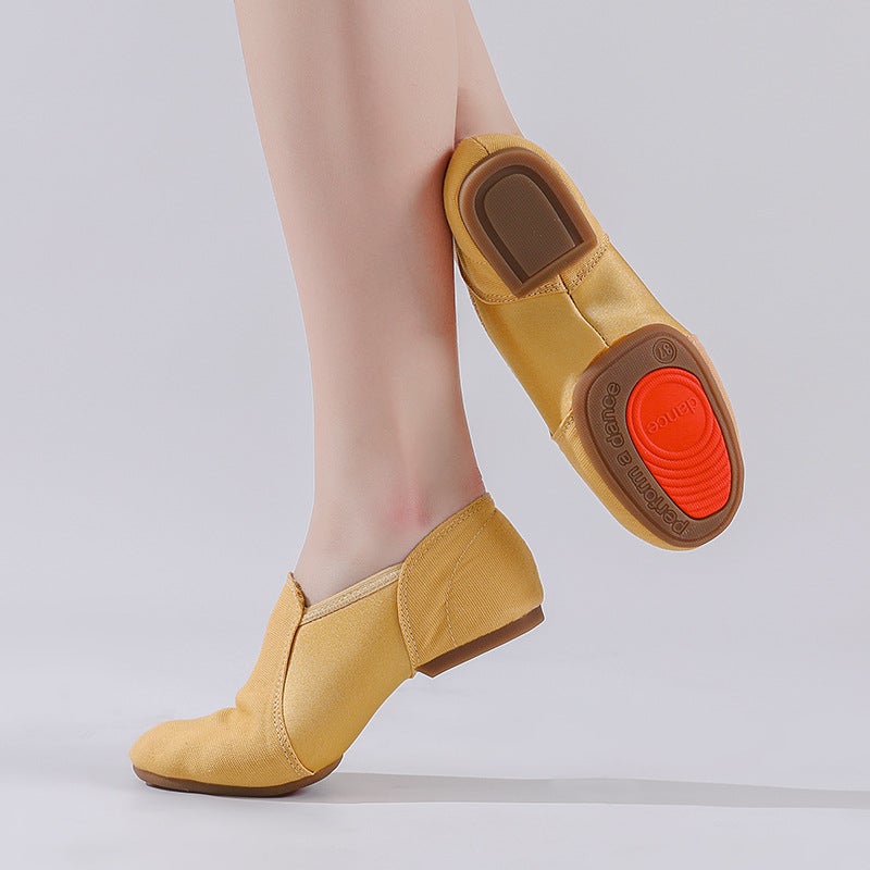 Dance shoes with heel adult women''s soft bottom lace-free canvas camel indoor and outdoor classical practice shoes teacher shoes high heel - Image 4