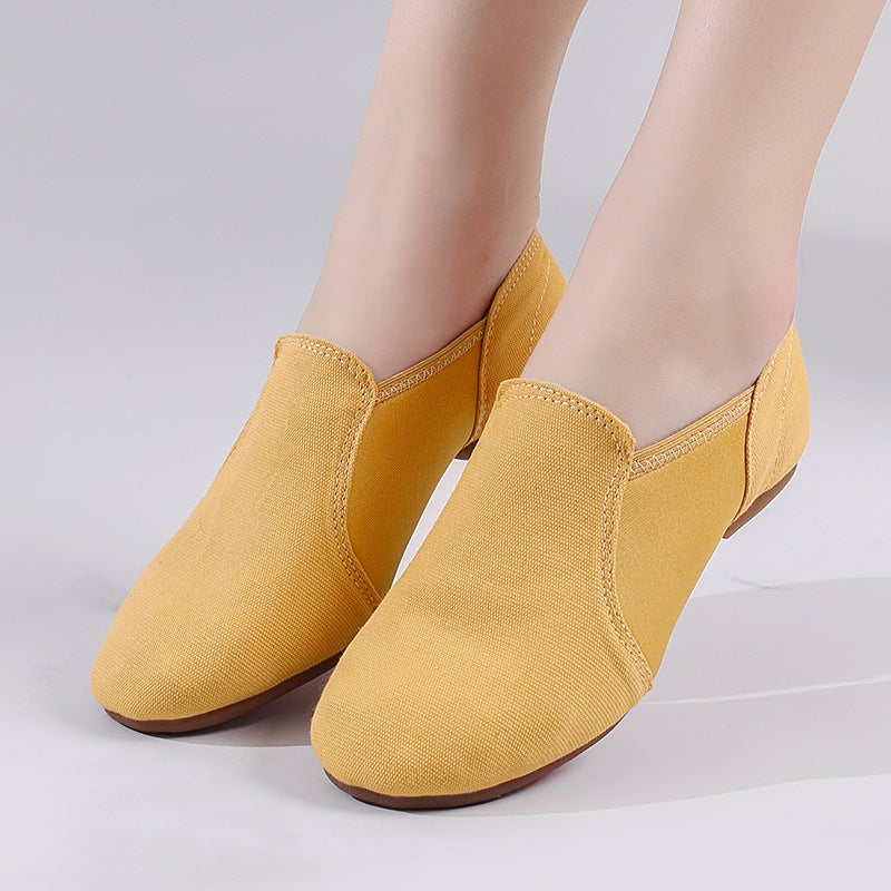 Dance shoes with heel adult women''s soft bottom lace-free canvas camel indoor and outdoor classical practice shoes teacher shoes high heel - Image 5