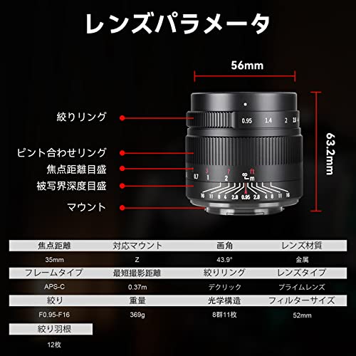 7artisans 35mm f0.95 Large Aperture APS-C Mirrorless Cameras Lens Compact for Nikon Z6 Z7 Z50 - Image 5