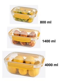 dunya Plastic Food Container 3 Pcs Set 0.8- 1.4- 4 Liter  - Image 2
