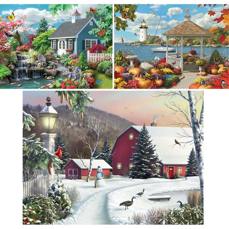 Bits and Pieces  Value Set of Three 1000 Piece Jigsaw Puzzles for Adults  Seasonal Scenic Jigsaw Puzzles by Artist Alan Giana Completed Puzzle Size 20 x 27 - Image 3