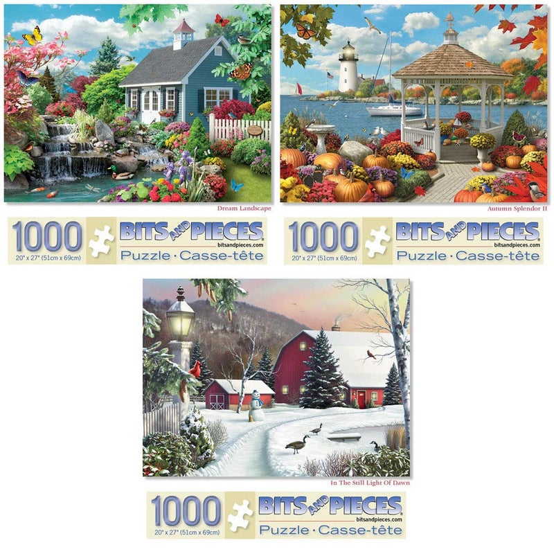 Bits and Pieces  Value Set of Three 1000 Piece Jigsaw Puzzles for Adults  Seasonal Scenic Jigsaw Puzzles by Artist Alan Giana Completed Puzzle Size 20 x 27 - Image 2
