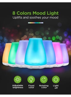 InnoGear InnoGear Essential Oil Diffuser, Premium 5-in-1 Diffusers for Home Scent Aromatherapy Diffuser Air Desk Humidifier for Bedroom Large Room Office 7 Color LED 2 Mist Mode Waterless Auto Off, Basic White  - Image 5