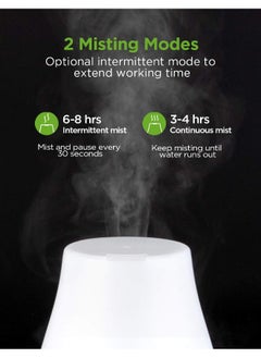 InnoGear InnoGear Essential Oil Diffuser, Premium 5-in-1 Diffusers for Home Scent Aromatherapy Diffuser Air Desk Humidifier for Bedroom Large Room Office 7 Color LED 2 Mist Mode Waterless Auto Off, Basic White  - Image 3