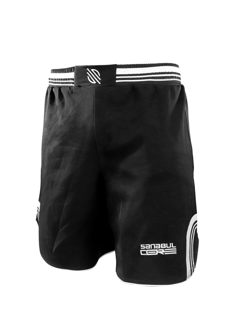 Sanabul  Sanabul Core MMA Shorts for Men  Boxing No Gi Jiu Jitsu Grappling BJJ Shorts BLACK / WHITE X-LARGE - Image 1