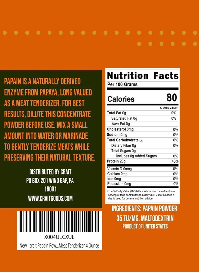 crait Papain Powder 35 TU/mg, Salt-Free Papain Meat Tenderizer Powder Derived from Papaya 4 Ounce - Image 2