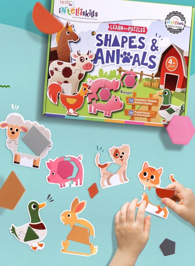 FIRSTCRY INTELLISKILLS Intelliskills Premium 36 Pcs Shapes & Animals Puzzles for Early Learning and Productive Playtime|Educational Jigsaw Puzzle|Fun with Learning Toy Game|Game for Kids 4 Yrs & Up - Image 1