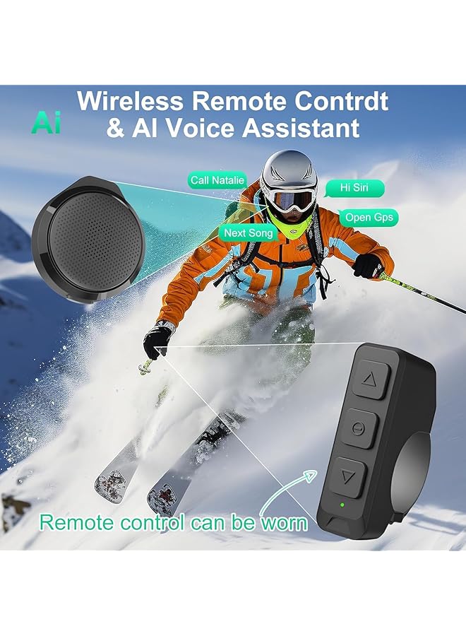 Motorcycle Helmet Bluetooth Headset,Wireless Helmet Speakers Kit With Charging Case And Remote Control,Stereo Noise Reduction,Universal Communication Systems Motorbike,For Riding Outdoor - Image 3