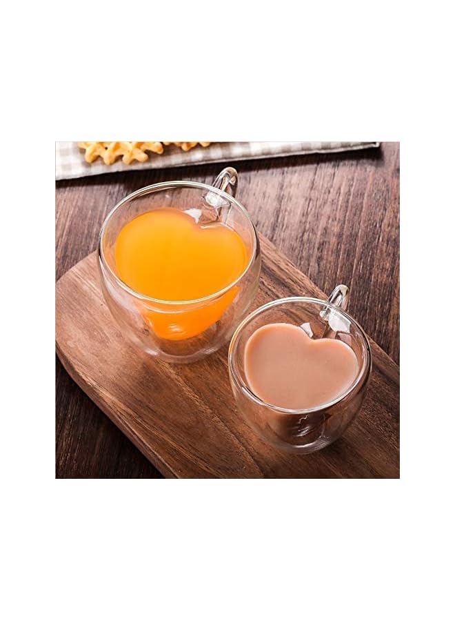 S-TOP Heart Shaped Double Walled Insulated Glass Coffee Mugs or Tea Cups, Double Wall Glass 10 oz - Clear, Unique & Insulated with Handle - Image 3