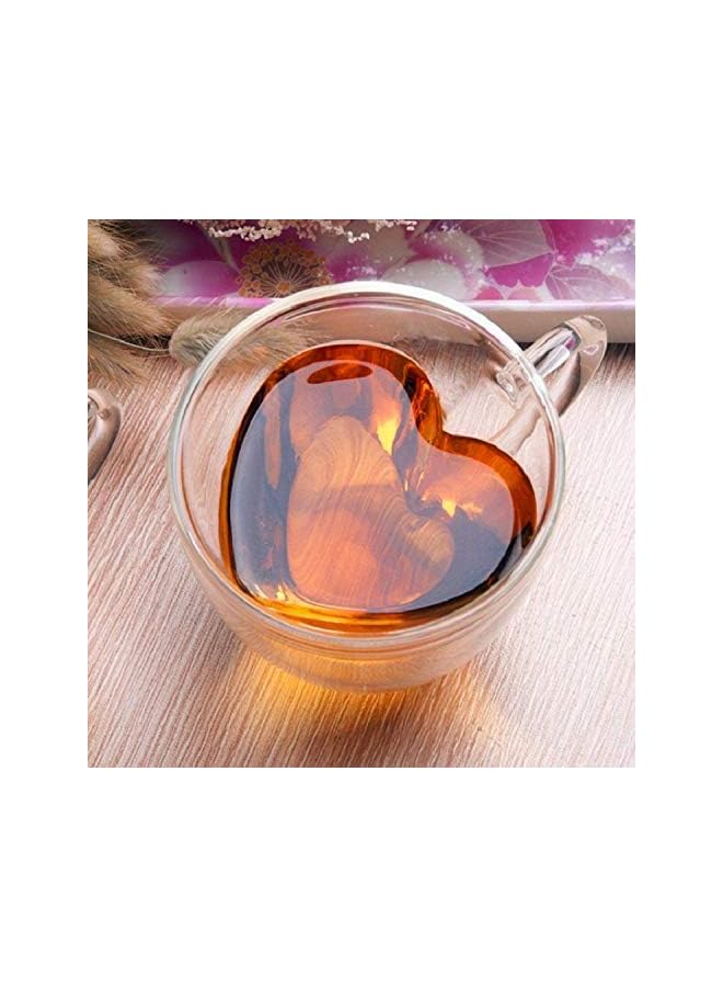 S-TOP Heart Shaped Double Walled Insulated Glass Coffee Mugs or Tea Cups, Double Wall Glass 10 oz - Clear, Unique & Insulated with Handle - Image 4