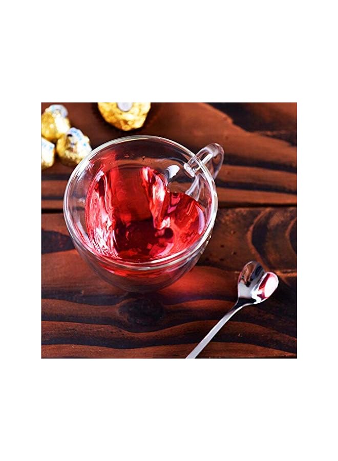 S-TOP Heart Shaped Double Walled Insulated Glass Coffee Mugs or Tea Cups, Double Wall Glass 10 oz - Clear, Unique & Insulated with Handle - Image 2