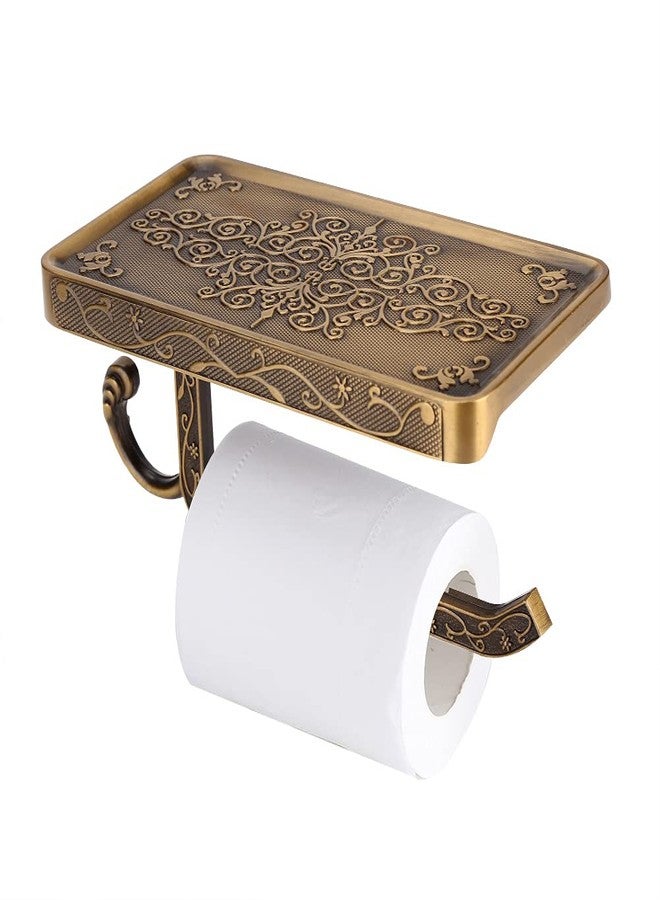 Gavigain Antique Vintage Brass Toilet Bathroom Paper Holder Wall Mounted Phone Shelf (Antique) - Image 1