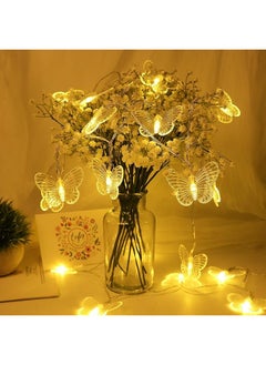 إيروريكس سلسلة أضواء خرافية LED زينة بطول 3 أمتار و10 أقدام و20 مصباح LED تعمل بالبطارية لديكور حفلات الزفاف والعطلات في الأماكن المغلقة والمفتوحة باللون الأبيض الدافئ على شكل فراشة  - Image 5