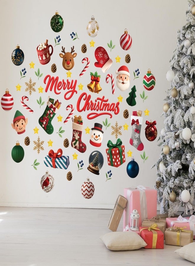 WALPLUS Christmas Decorations for Home Indoor Wall Stickers Wall Murals Decals Living Room Children Nursery Restaurant Cafe Hotel Home Decor Holly Jolly - Image 3