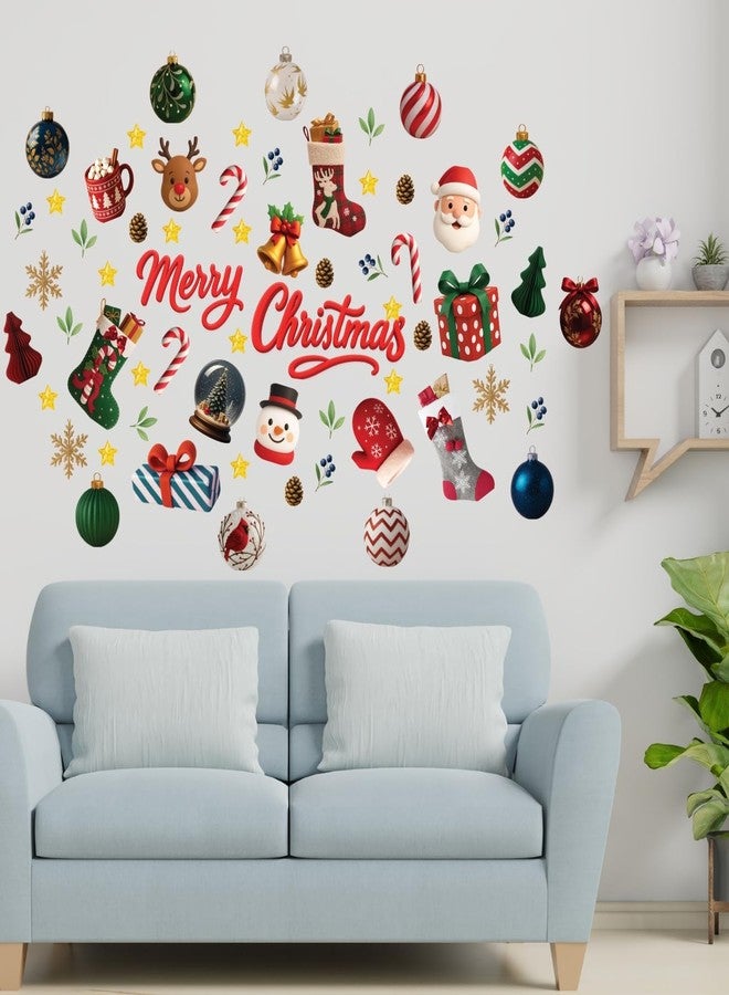 WALPLUS Christmas Decorations for Home Indoor Wall Stickers Wall Murals Decals Living Room Children Nursery Restaurant Cafe Hotel Home Decor Holly Jolly - Image 2