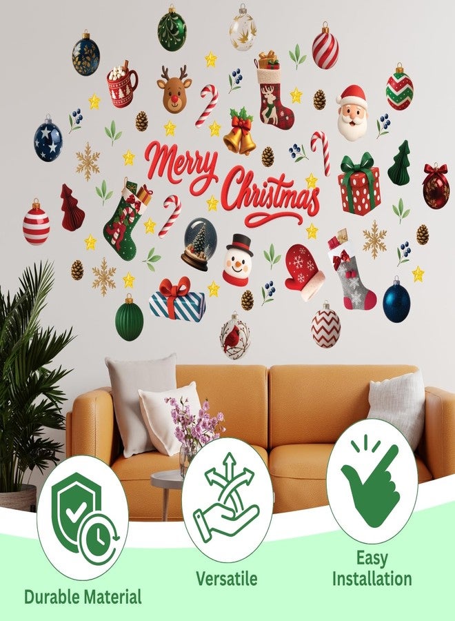 WALPLUS Christmas Decorations for Home Indoor Wall Stickers Wall Murals Decals Living Room Children Nursery Restaurant Cafe Hotel Home Decor Holly Jolly - Image 5