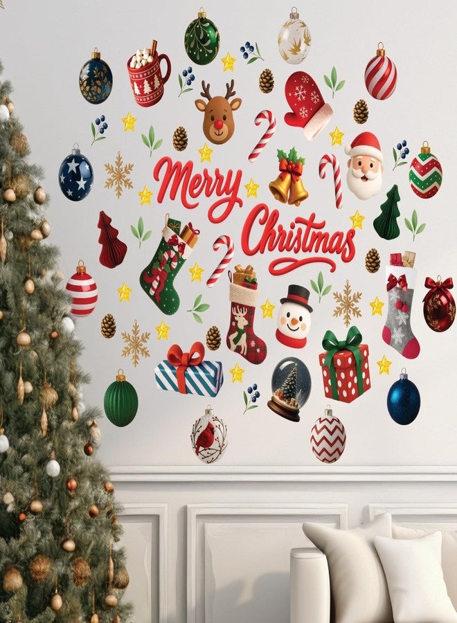 WALPLUS Christmas Decorations for Home Indoor Wall Stickers Wall Murals Decals Living Room Children Nursery Restaurant Cafe Hotel Home Decor Holly Jolly - Image 1